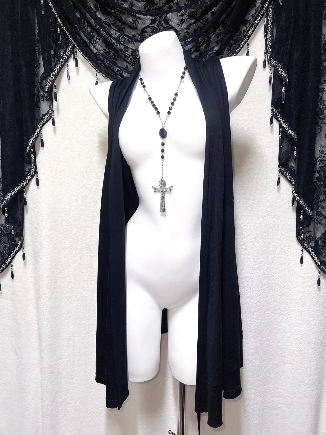 오리엔탈 드레이프 레이어드 롱 조끼 베스트 로브 그런지 고스펑크 페어리 상품이미지9