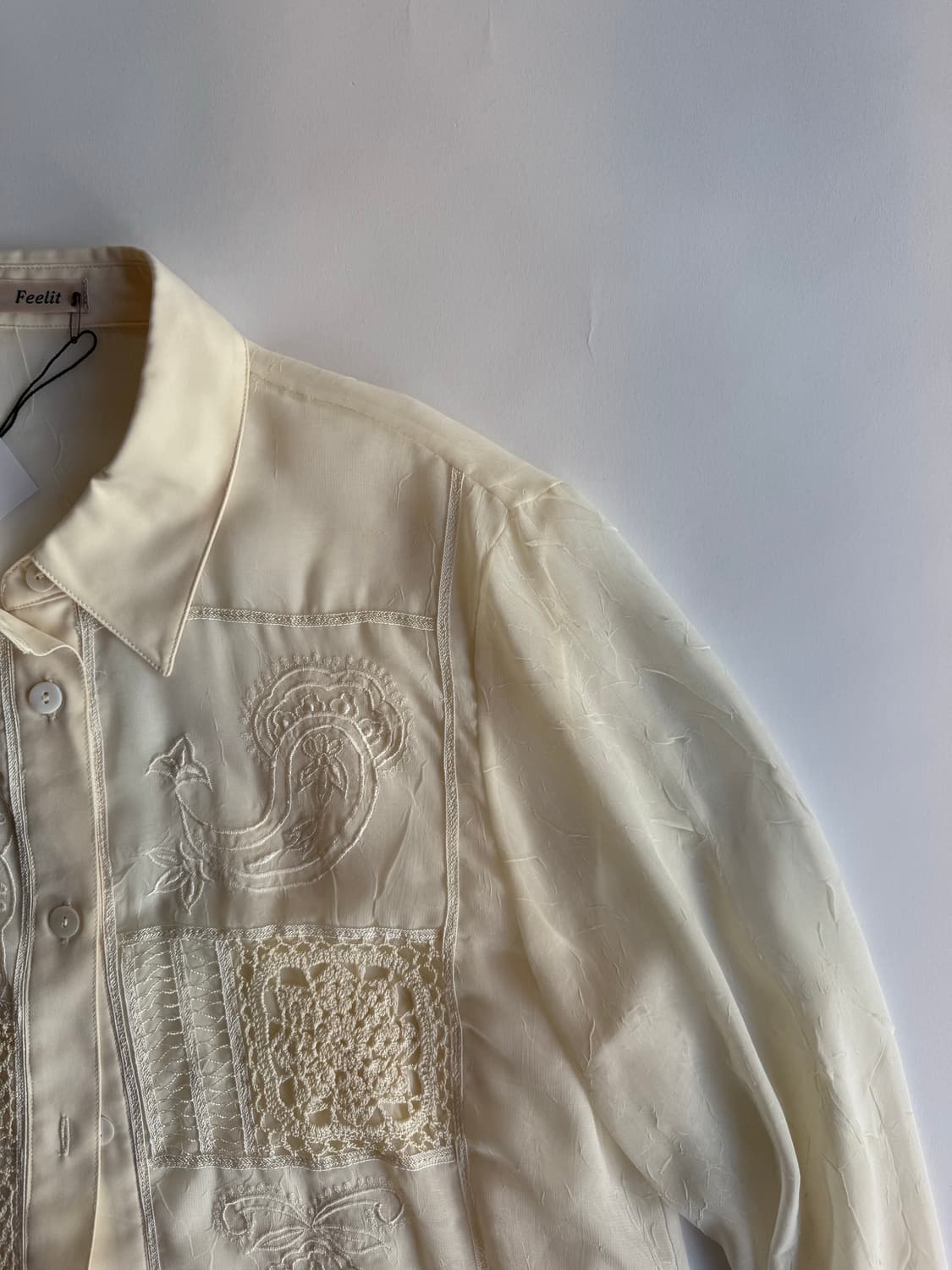 Ethnic Lace Patchwork Embroidered Shirt 상품이미지3