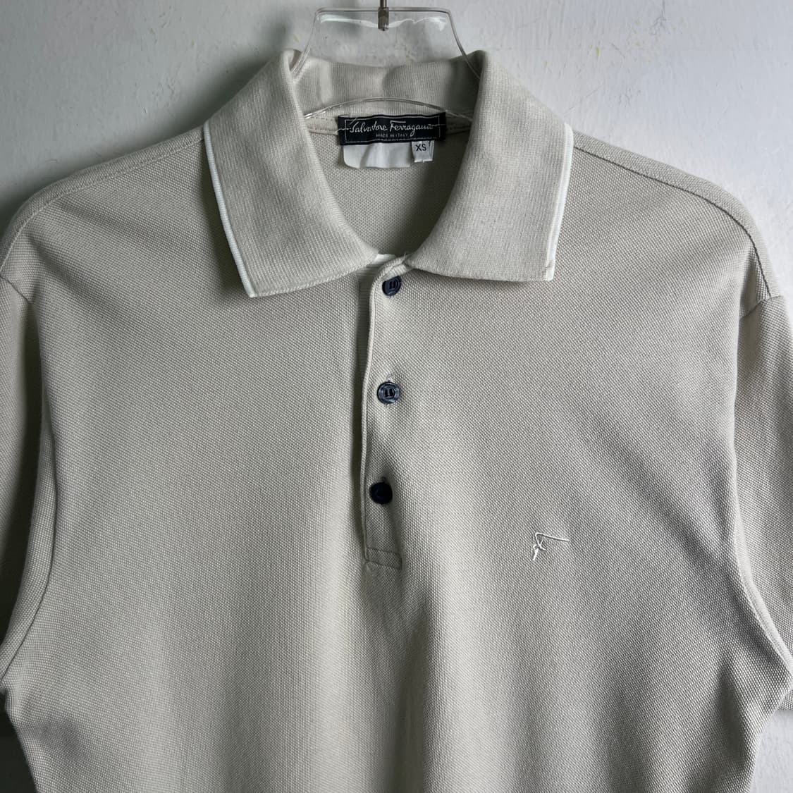 페라가모 빈티지 라이트 그레이 반팔 폴로 셔츠 XS 상품이미지4