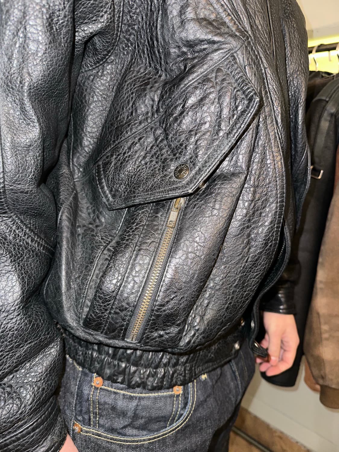 90‘s American lambskin aging bomber 상품이미지6