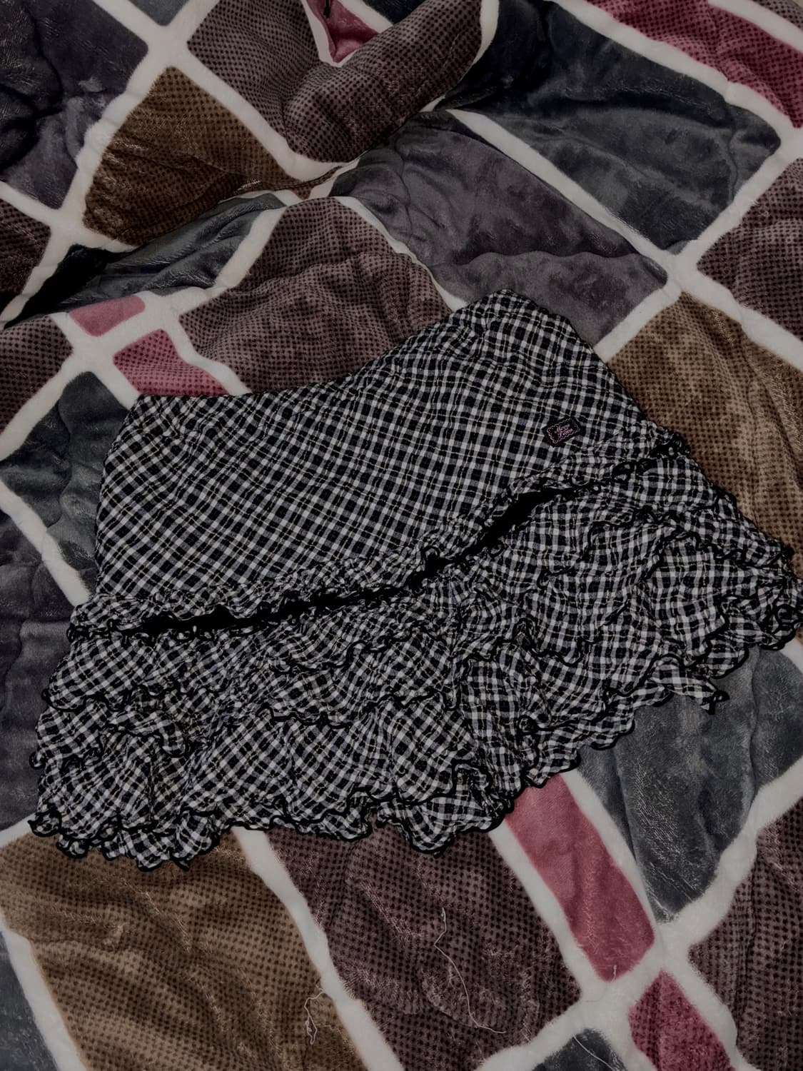 메조피아노 펑크체크캉캉 치마바지 상품이미지1