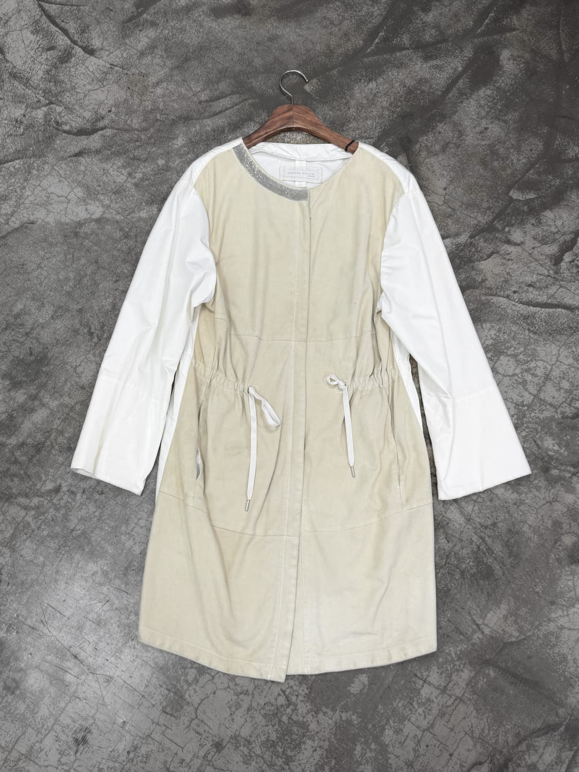 파비아나 필리피 모닐리 스웨이드 패널 드로스트링 코트 상품이미지1