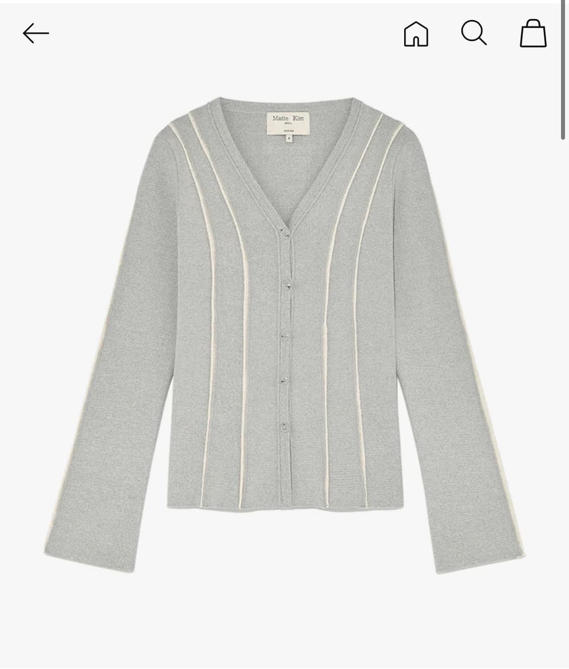 마뗑킴 컷 라인 슬림 가디건 그레이 상품이미지1