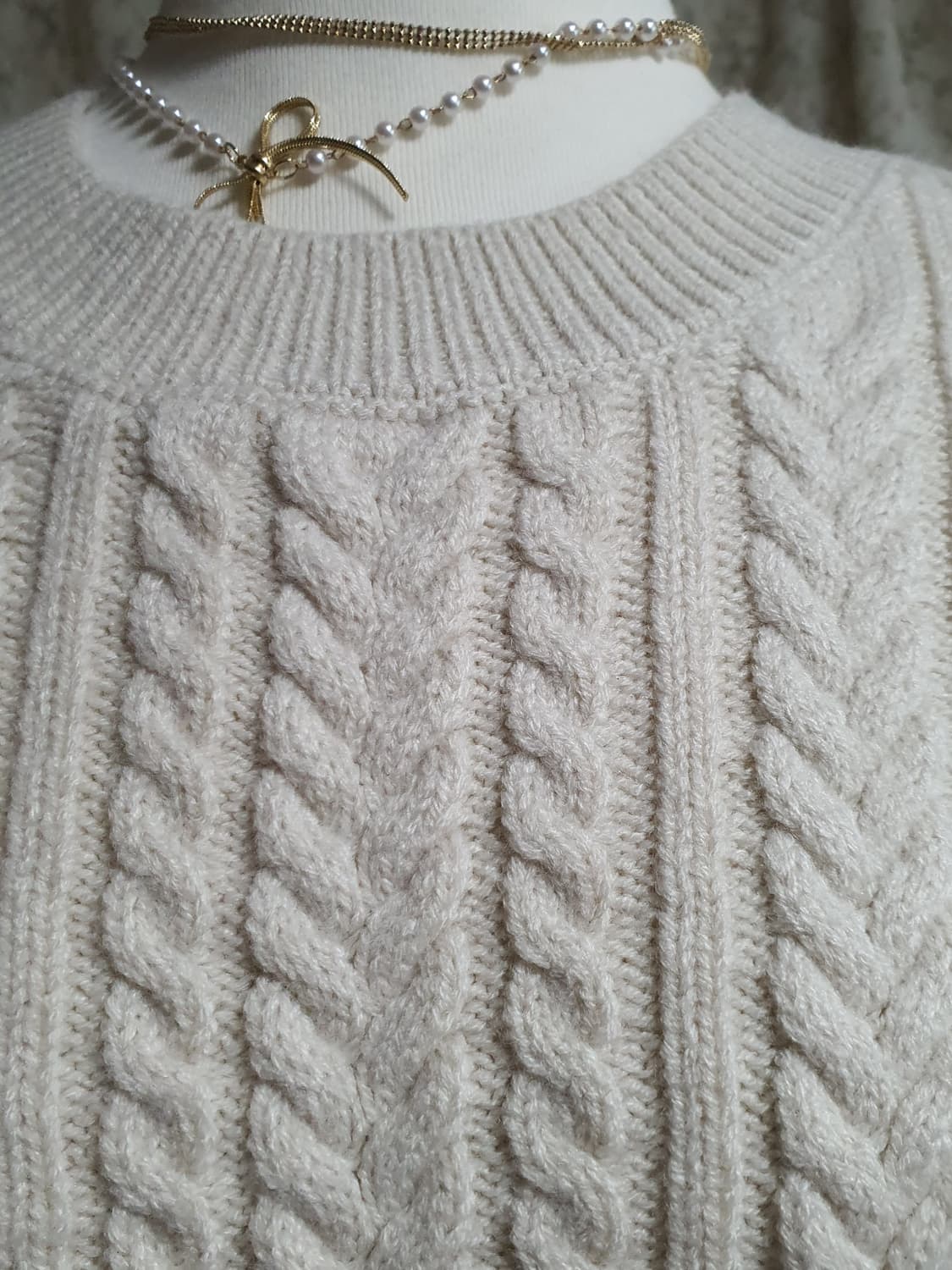 [일본빈티지] 아이보리 꽈배기 니트 조끼 모리걸 상품이미지4