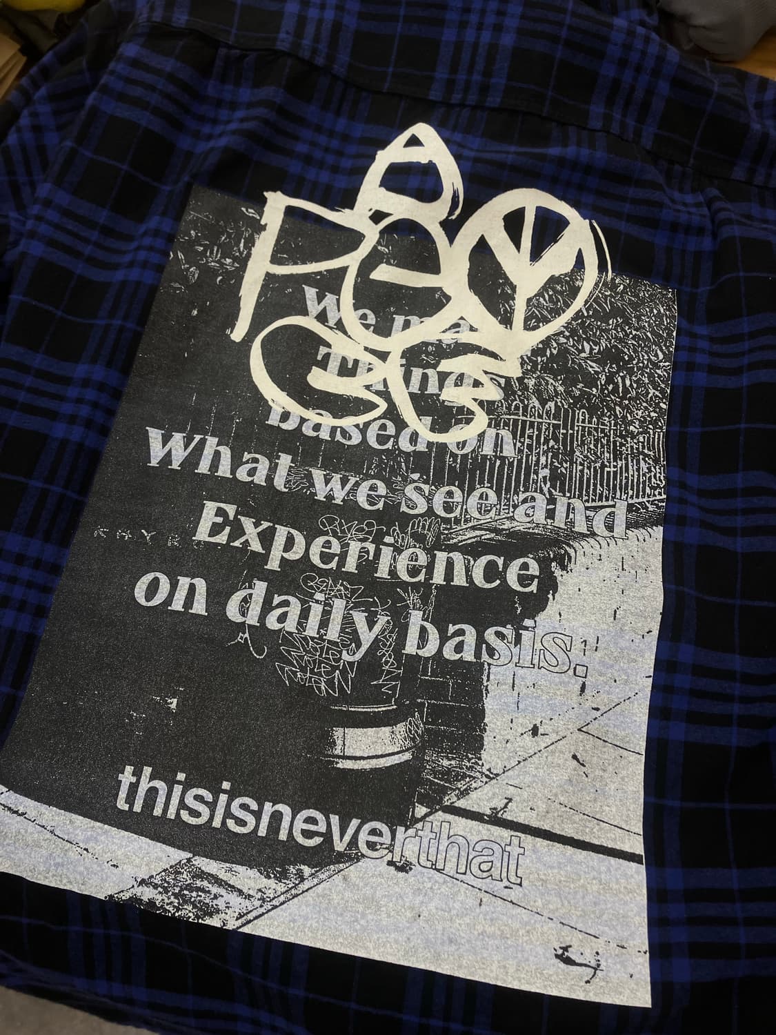 디스이즈네버댓 체크 후드 셔츠 네이비 L #csz2283  상품이미지5