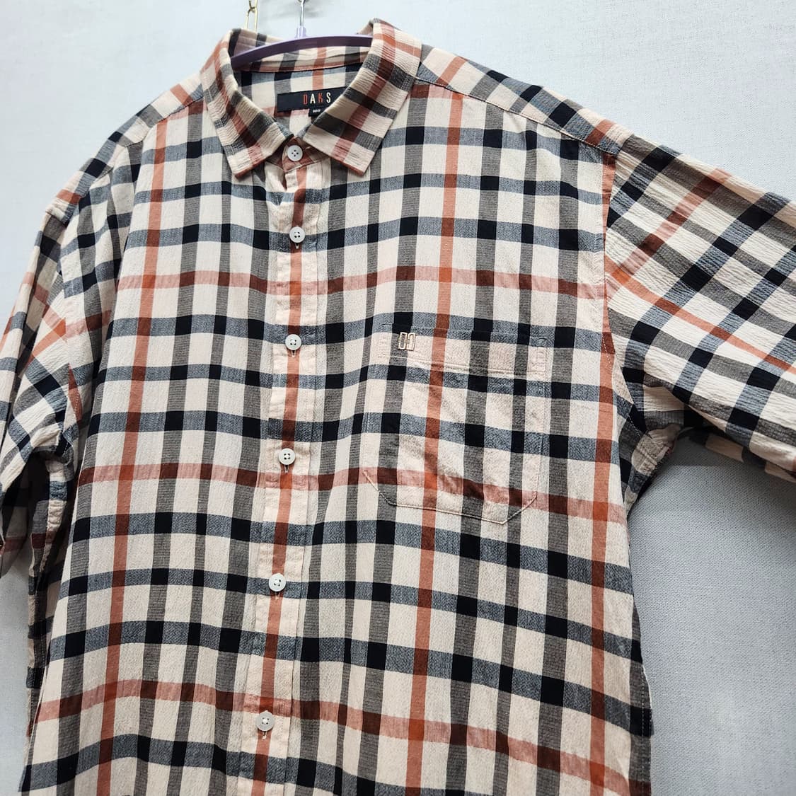 닥스 원포켓 로고 시그니처 패턴체크 반팔셔츠 105(XL) 상품이미지3