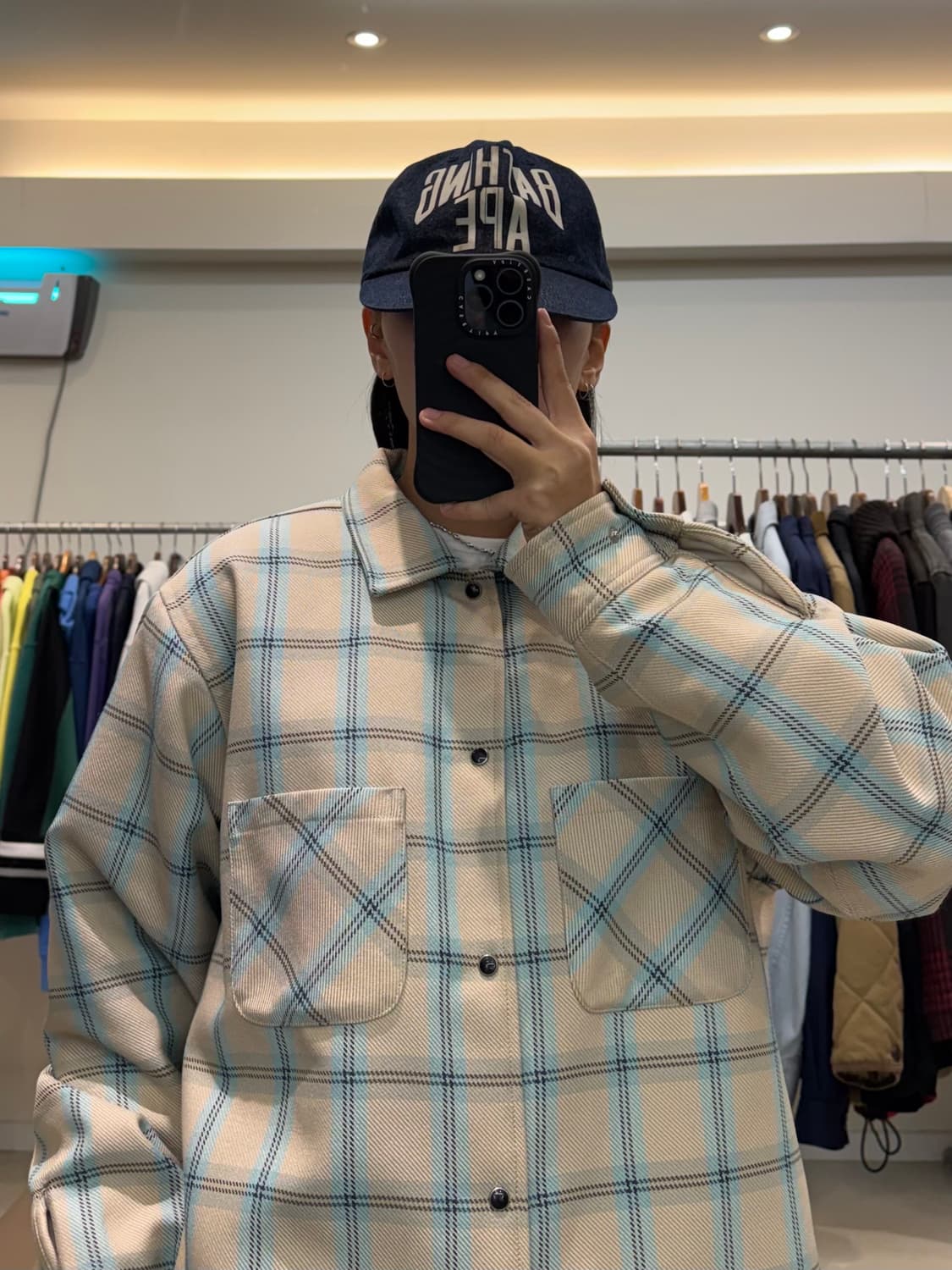 빔즈 플러스 옴브레 체크 패딩 자켓 상품이미지7