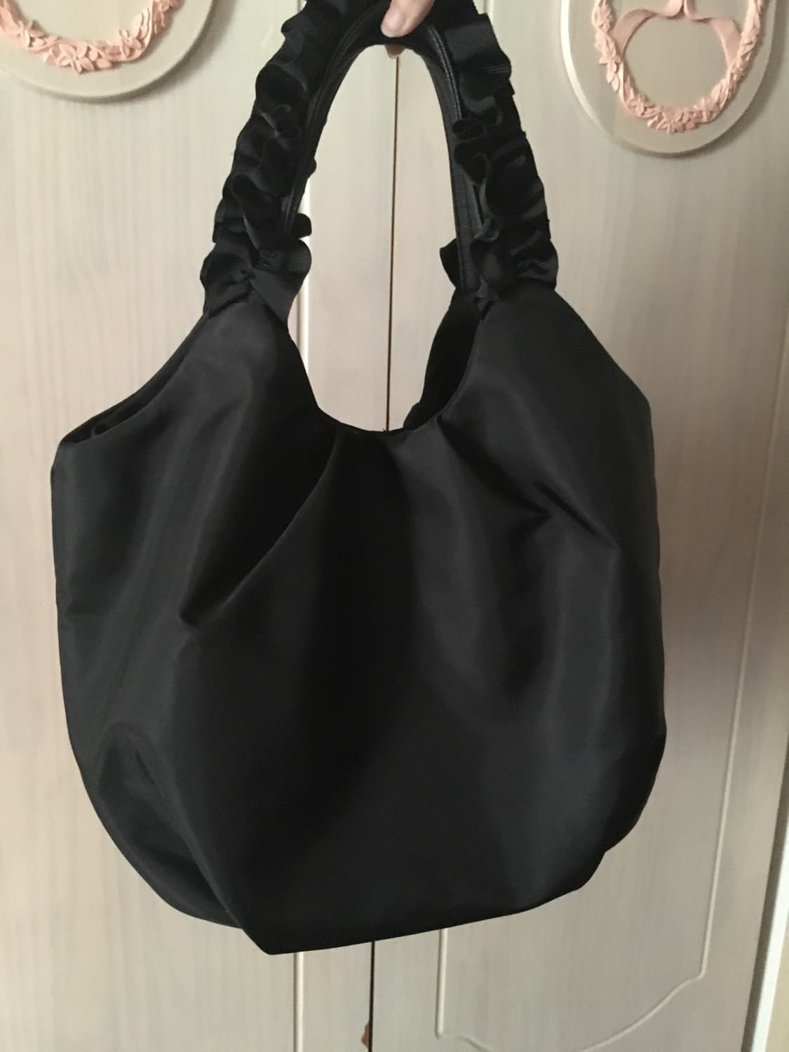 일본빈티지 프릴 레이스 블랙 가방 만두백 구름백 꼼데 cos 유니클로 상품이미지3