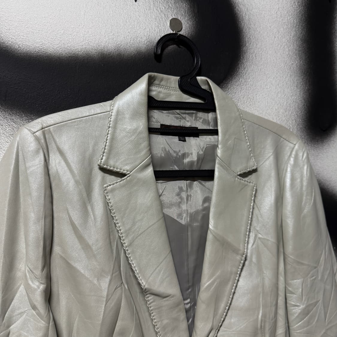VTG 빈티지 100%쉽스킨 스티치 디테일 실버 양가죽 싱글 자켓 상품이미지3