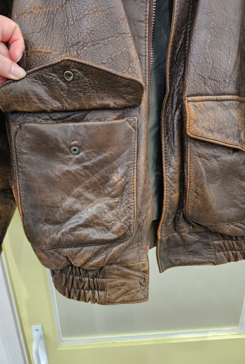 Lold Anthony 에이징 워싱 램스킨 자켓 상품이미지6