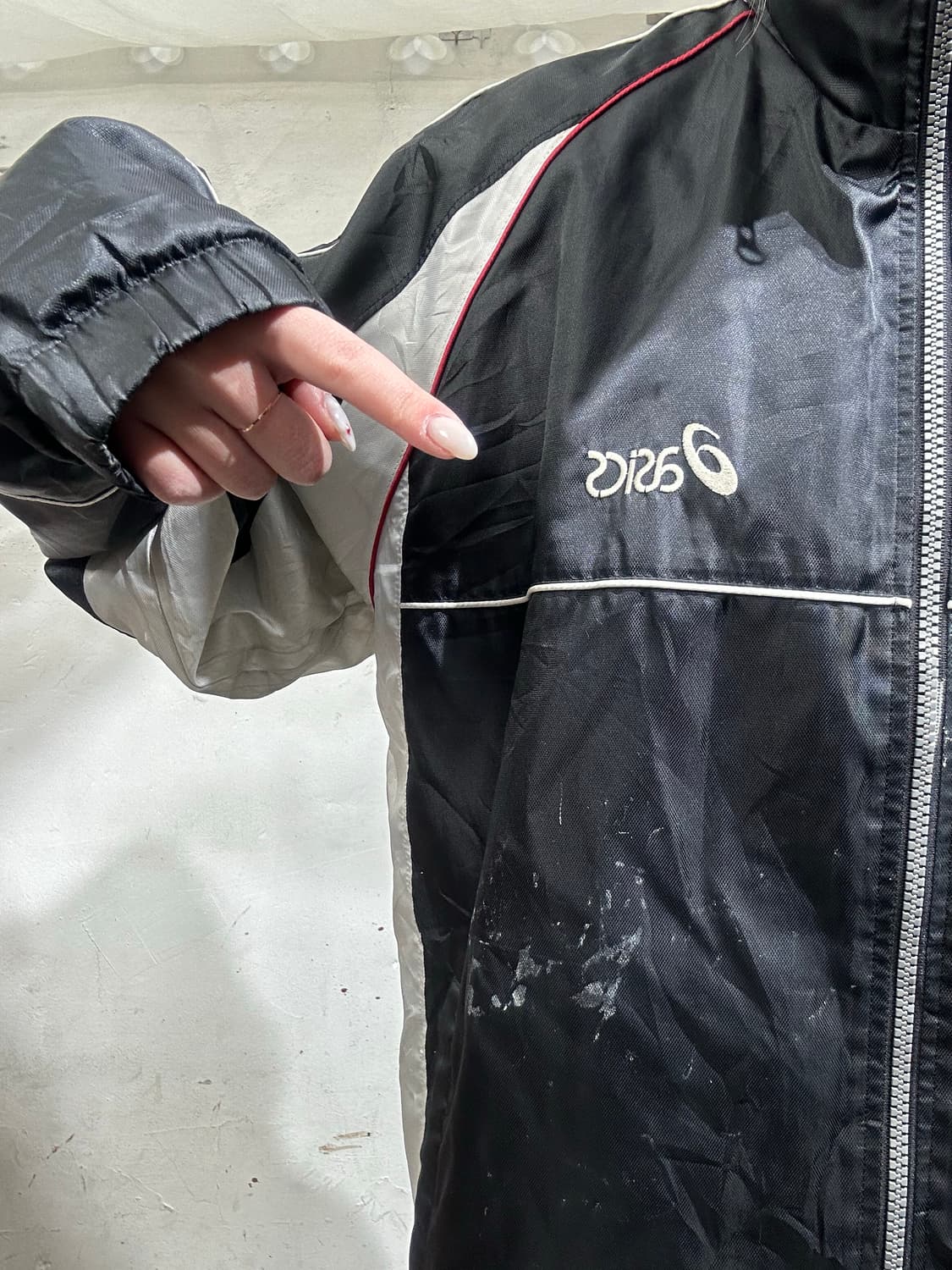 아식스 블랙 올드스쿨 오버핏 바람막이 트랙 자켓 S 상품이미지4