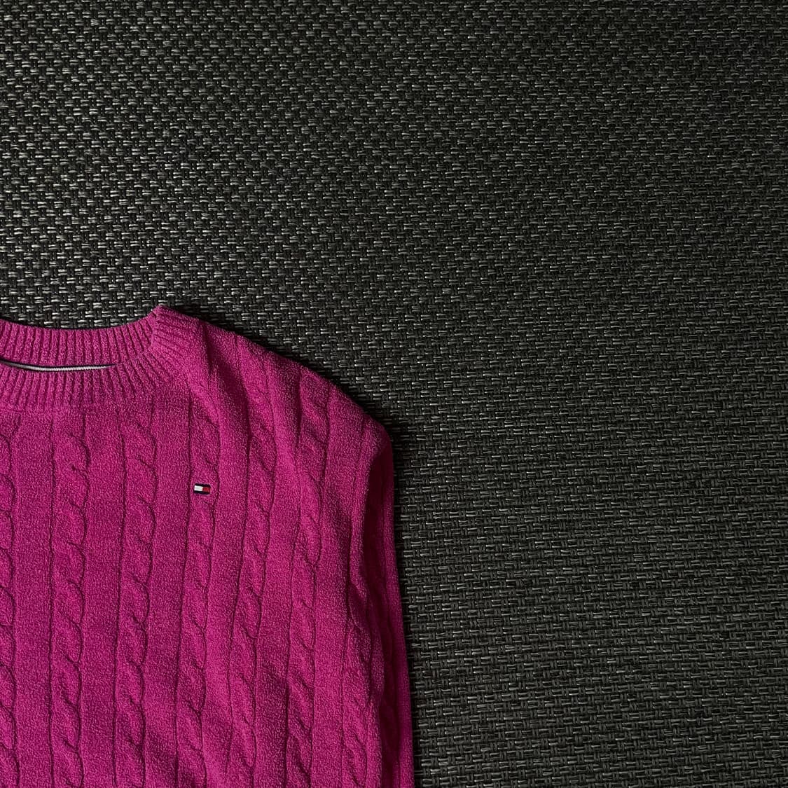 타미힐피거 핑크 자수로고 코튼 케이블 긴팔 니트 152 상품이미지3
