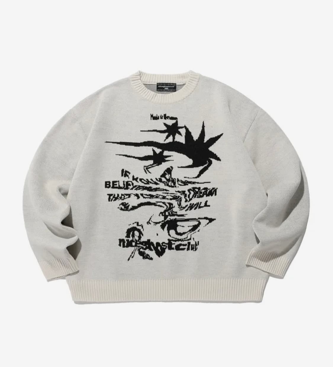 나이스고스트클럽 TORNADO LOGO KNIT 아이보리 니트 맨투맨 상품이미지1