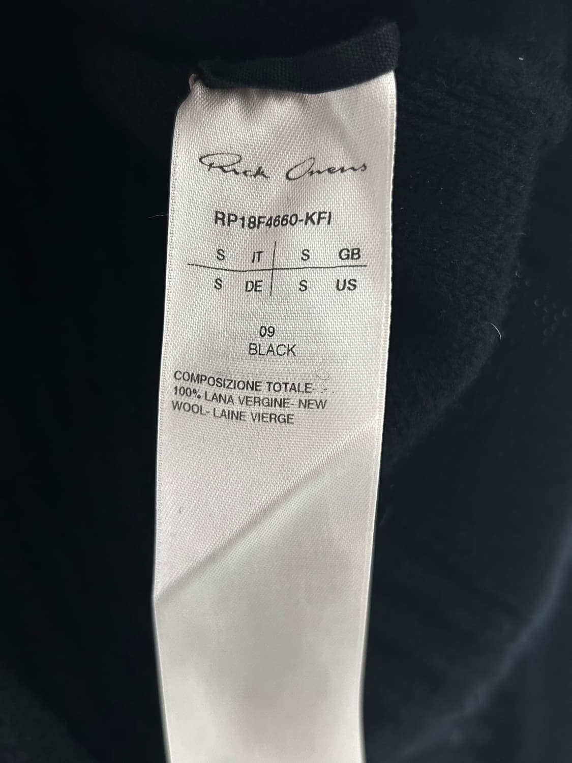 릭오웬스 FW18 시지프스 리브드 니트 상품이미지4