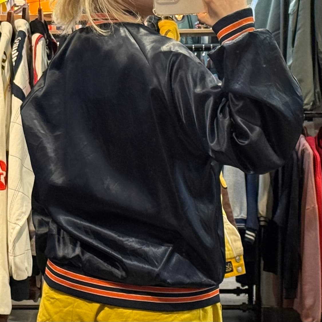 [NO.9] VTG 새틴 바시티 자켓 네이비 상품이미지5