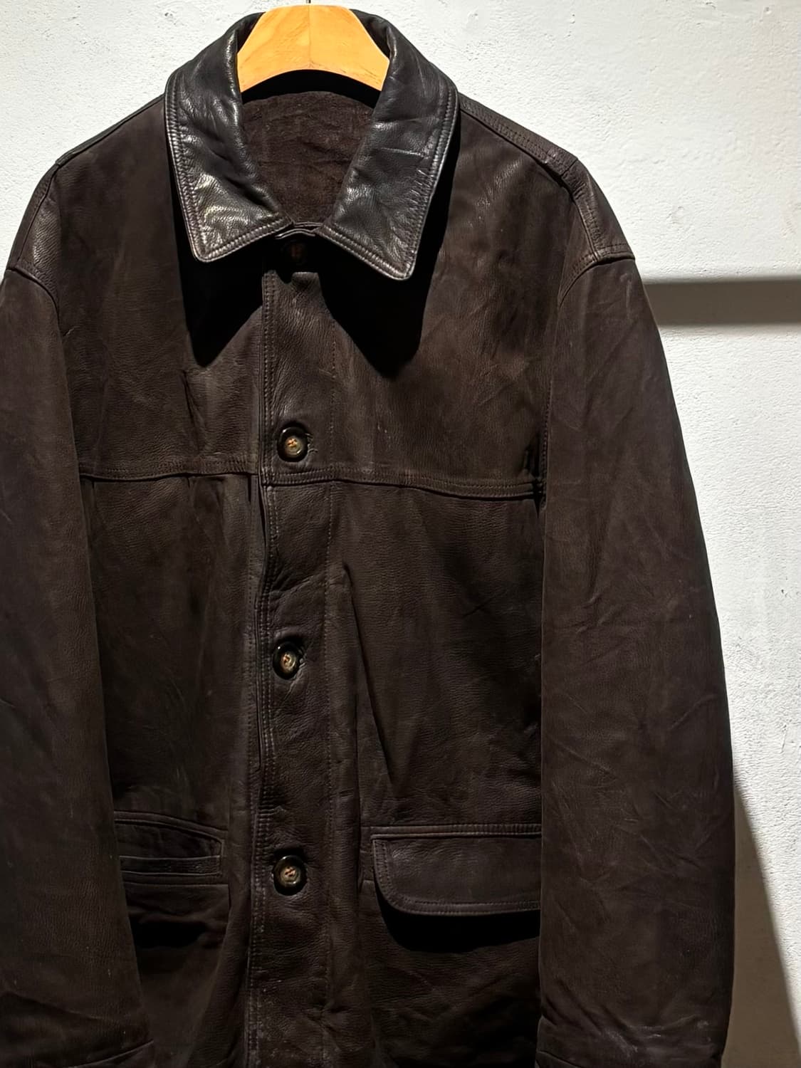 80–90’s Real Leather Car Coat 상품이미지2