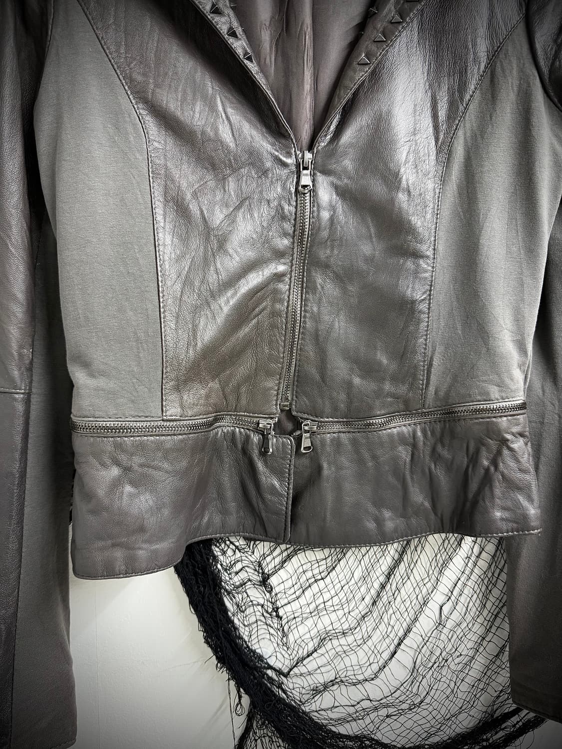Studs detail real leather jacket 상품이미지6