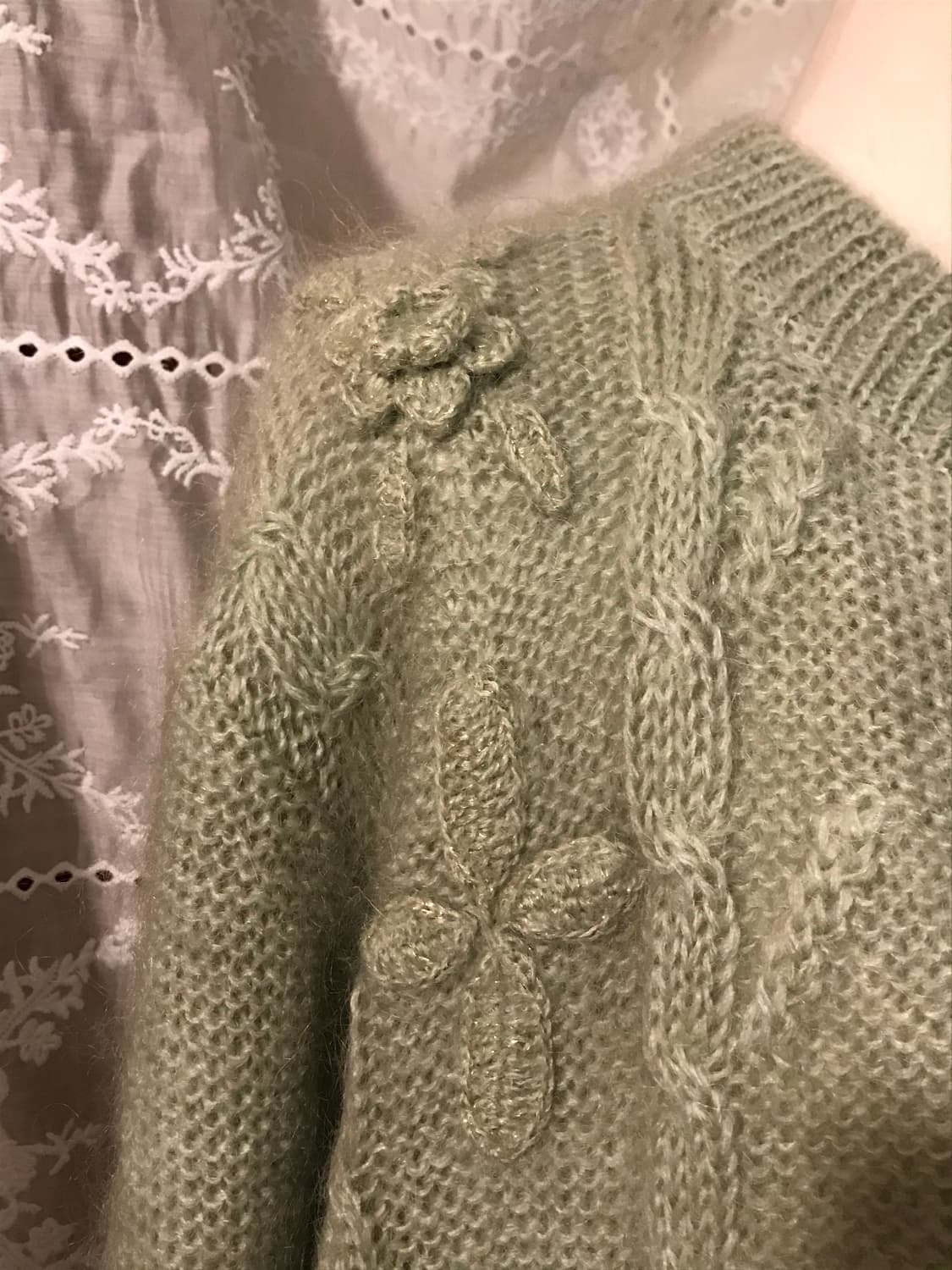 빈티지 모헤어 말차라떼 가디건 상품이미지4