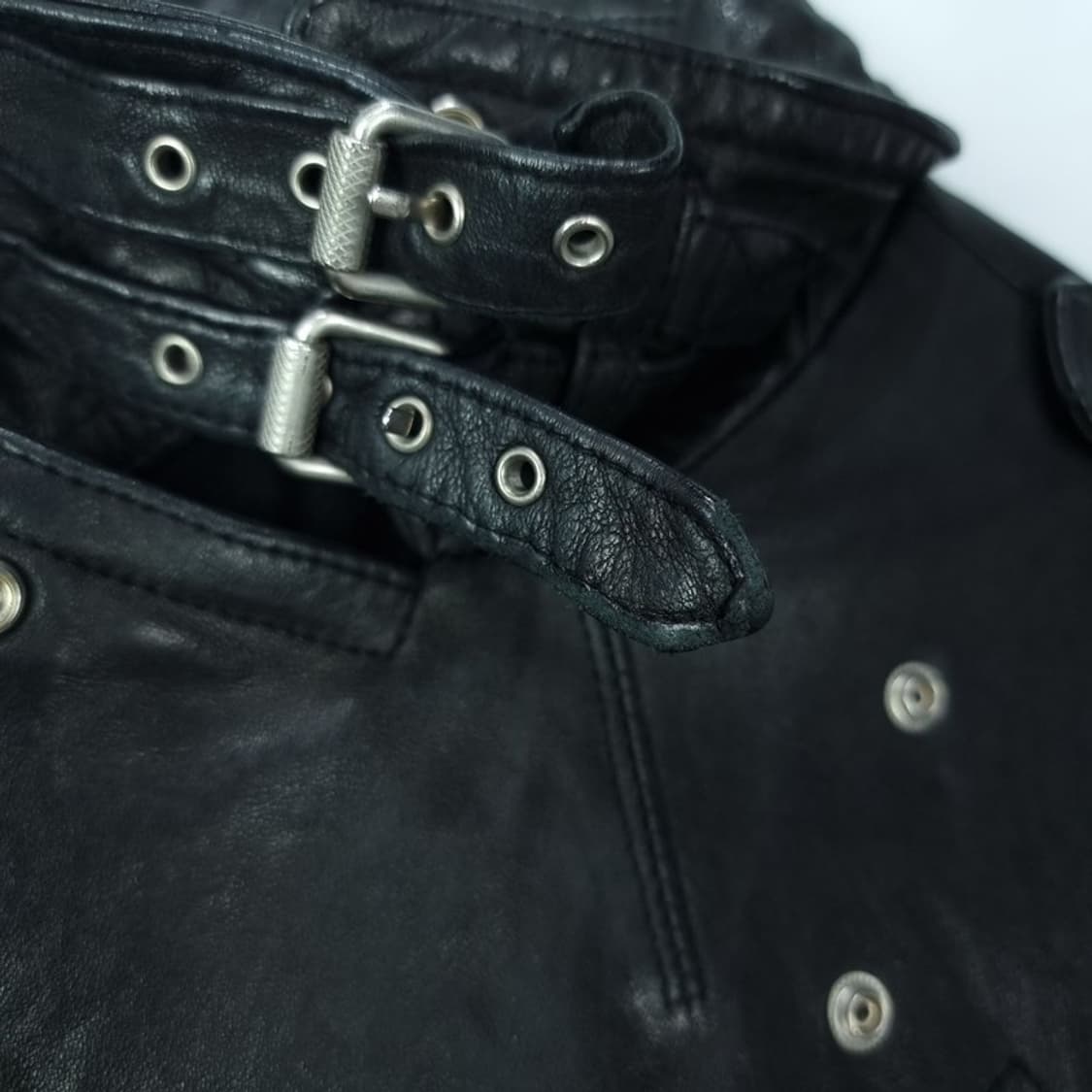 [빈티지] 고딕 펑크 리얼 램스킨 양가죽 사선 라이더 자켓 M18419 상품이미지7