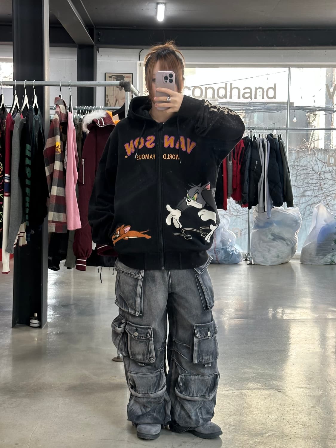 벤슨 x TOM&JERRY 자수 후드집업 상품이미지2