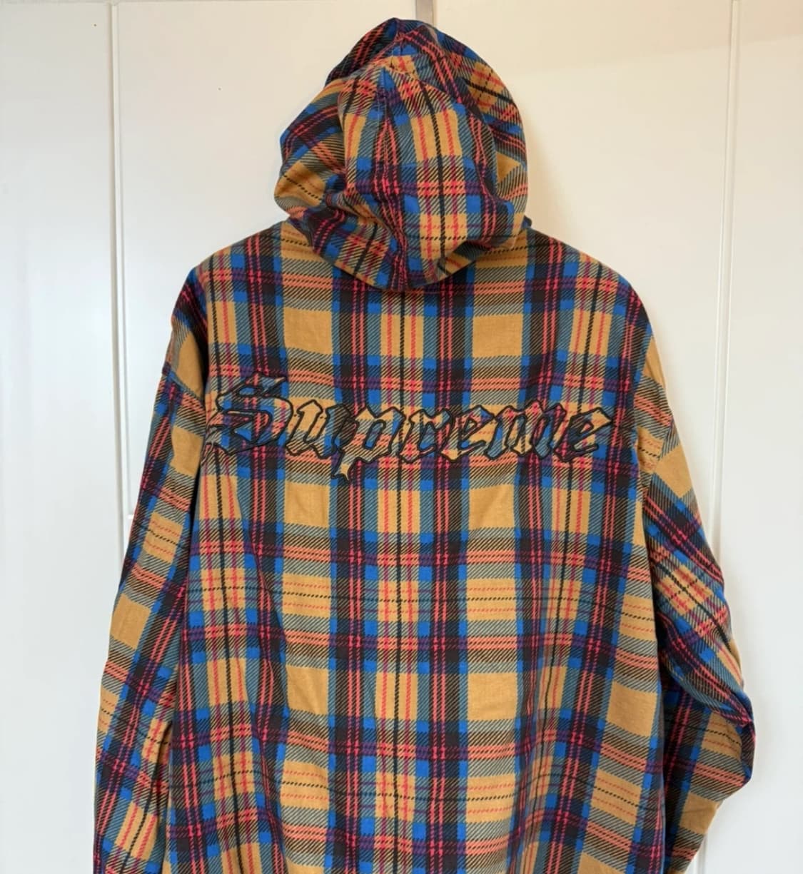슈프림 프린티드 후드 플란넬 셔츠 탄 L 상품이미지5