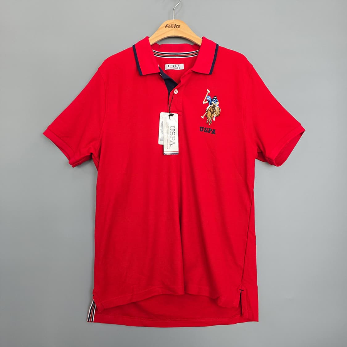 새제품) 유에스폴로 USPA 로고 자수 카라 반팔티 레드 105 상품이미지1