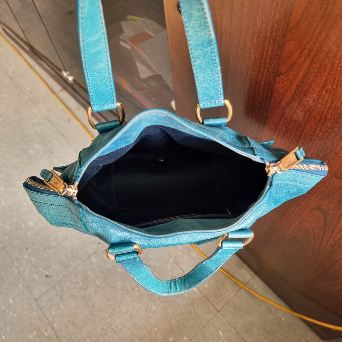 입생로랑 레더 가죽 핸드백 숄더백 토트백 가방 /에메랄드그린레더 상품이미지6