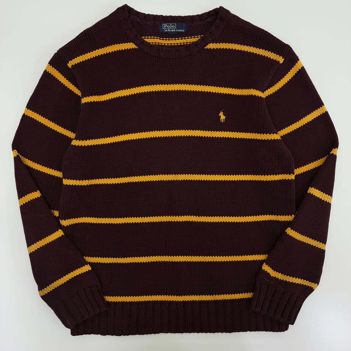 Polo 폴로 랄프로렌 버건디 우먼스 옐로우배색 라운드 니트 상품이미지1