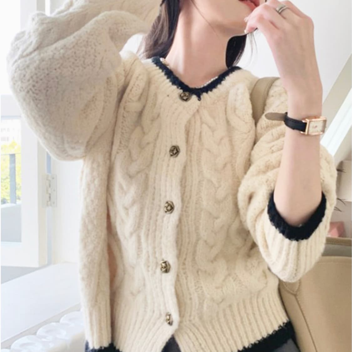 더오픈(THE OPEN) 케이블 니트가디건 프리사이즈 새상품 상품이미지2