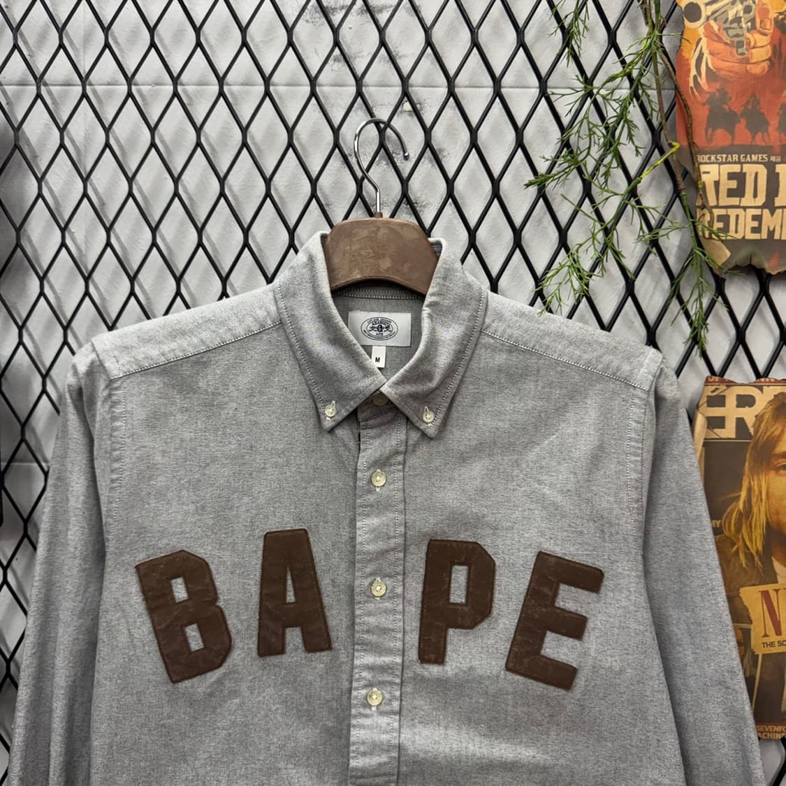22S/S 베이프 B.A 스타디움 옥스포드 셔츠 그레이 상품이미지4