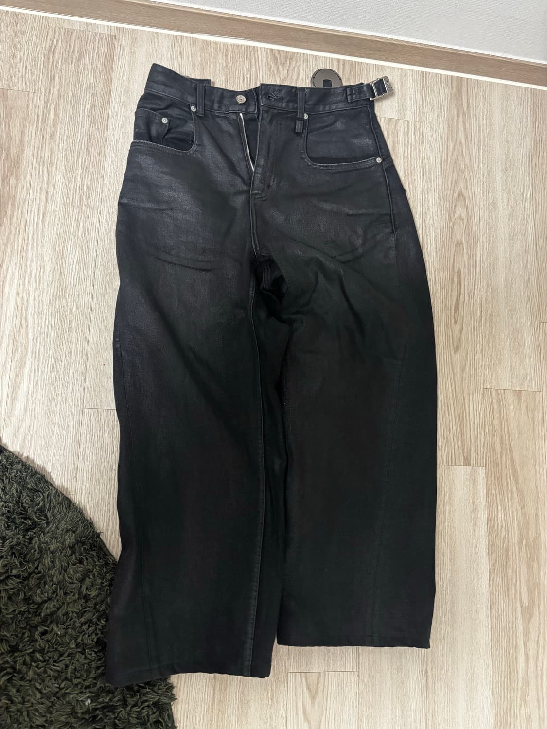 yiyae 이예 와이드 워시드 데님 팬츠 코팅블랙 S 상품이미지3