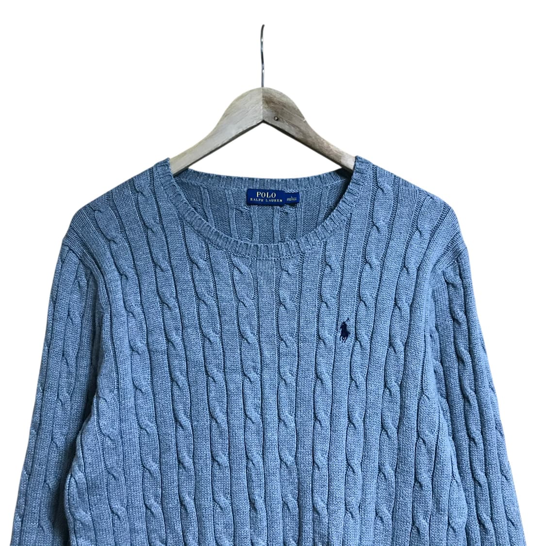 폴로 그레이 회색 정품 라운드 꽈배기니트 상품이미지1