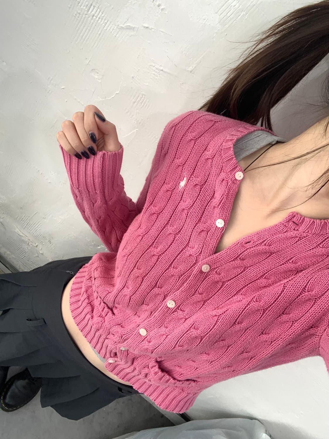 Polo 랄프로렌 코튼 베이비핑크 케이블 가디건 상품이미지2