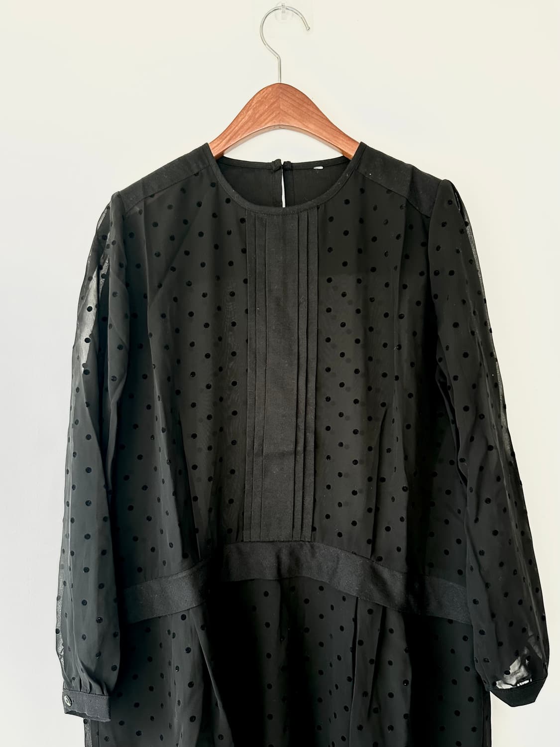 블랙 땡땡이 쉬폰 원피스 black velvet dot chiffon 상품이미지4