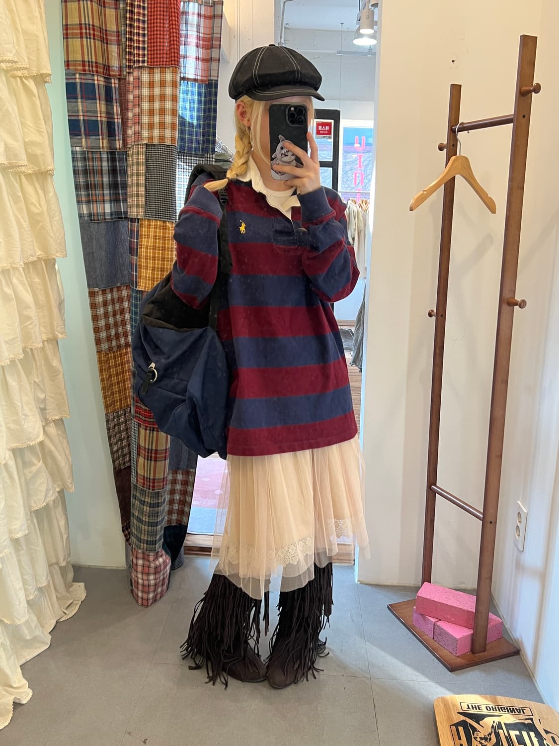 폴로 버건디 스트라이프 카라티 상품이미지3