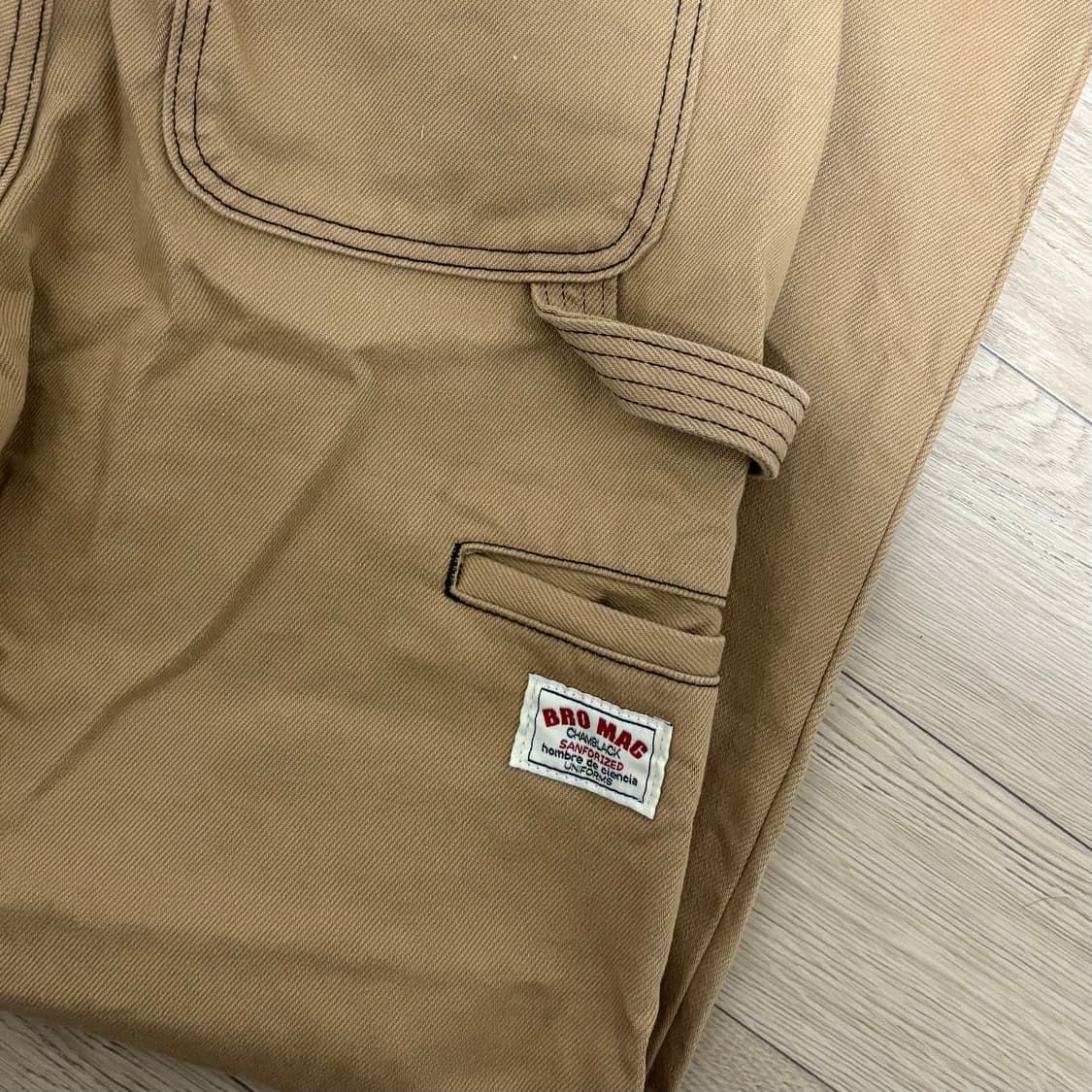 급처) 미착용 스티치 코튼 패치 와이드 팬츠 (beige) S 판매 상품이미지3