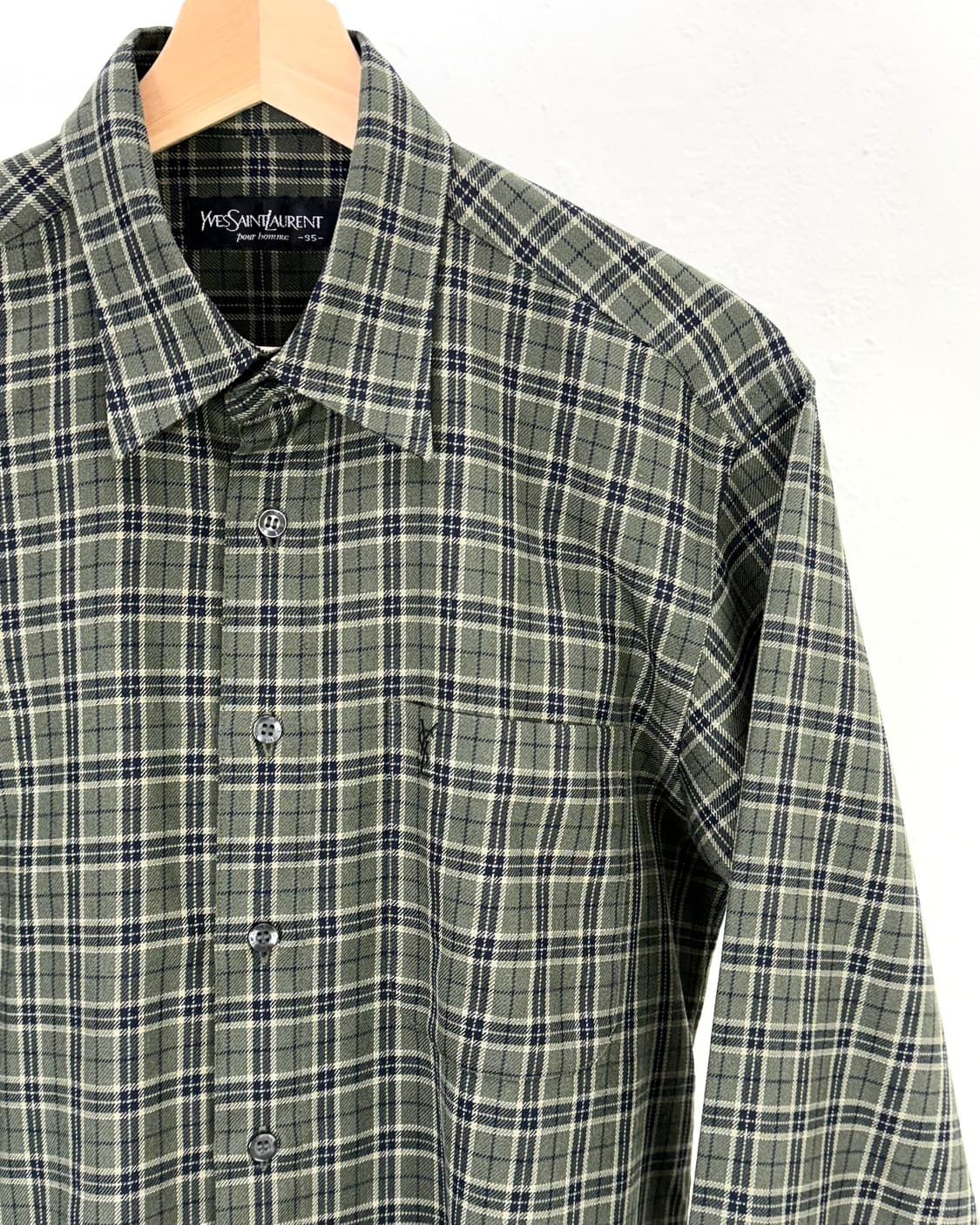 이브 생로랑 뿌르 옴므 카키 레귤러 체크 셔츠 상품이미지3