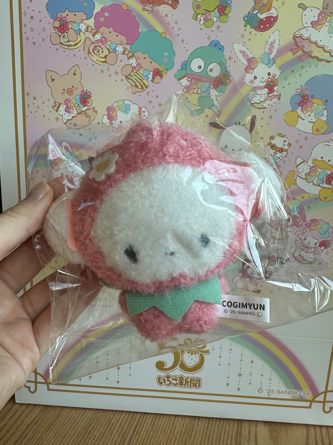 산리오 이치고신문 50주년 딸기 인형 키링 상품이미지3