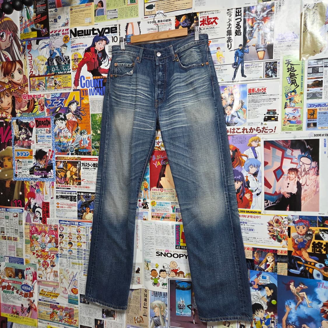 리바이스 501 중청 워싱 버튼플라이 데님 팬츠 상품이미지6