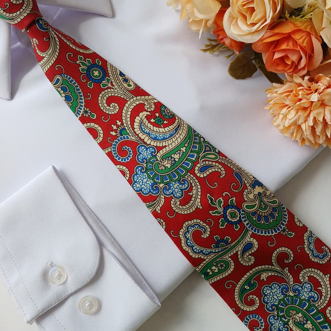 폴로 랄프로렌 실크 레드 페이즐리 넥타이 8.9cm A+~A등급 G16 상품이미지6