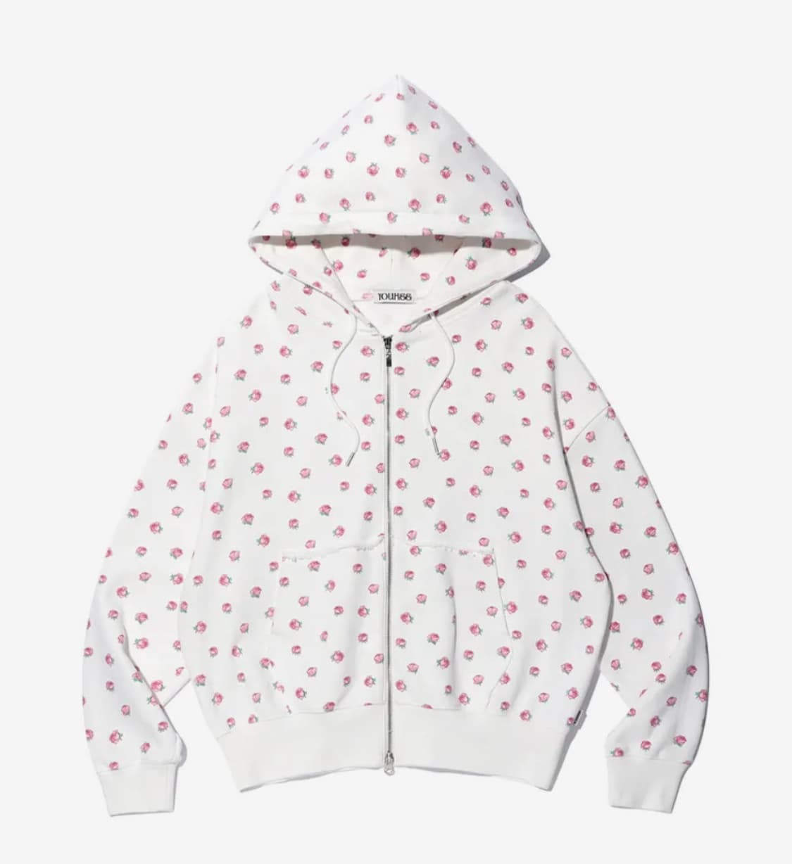 유희 FLOWER PATTERN HOOD ZIP-UP WHITE 상품이미지1