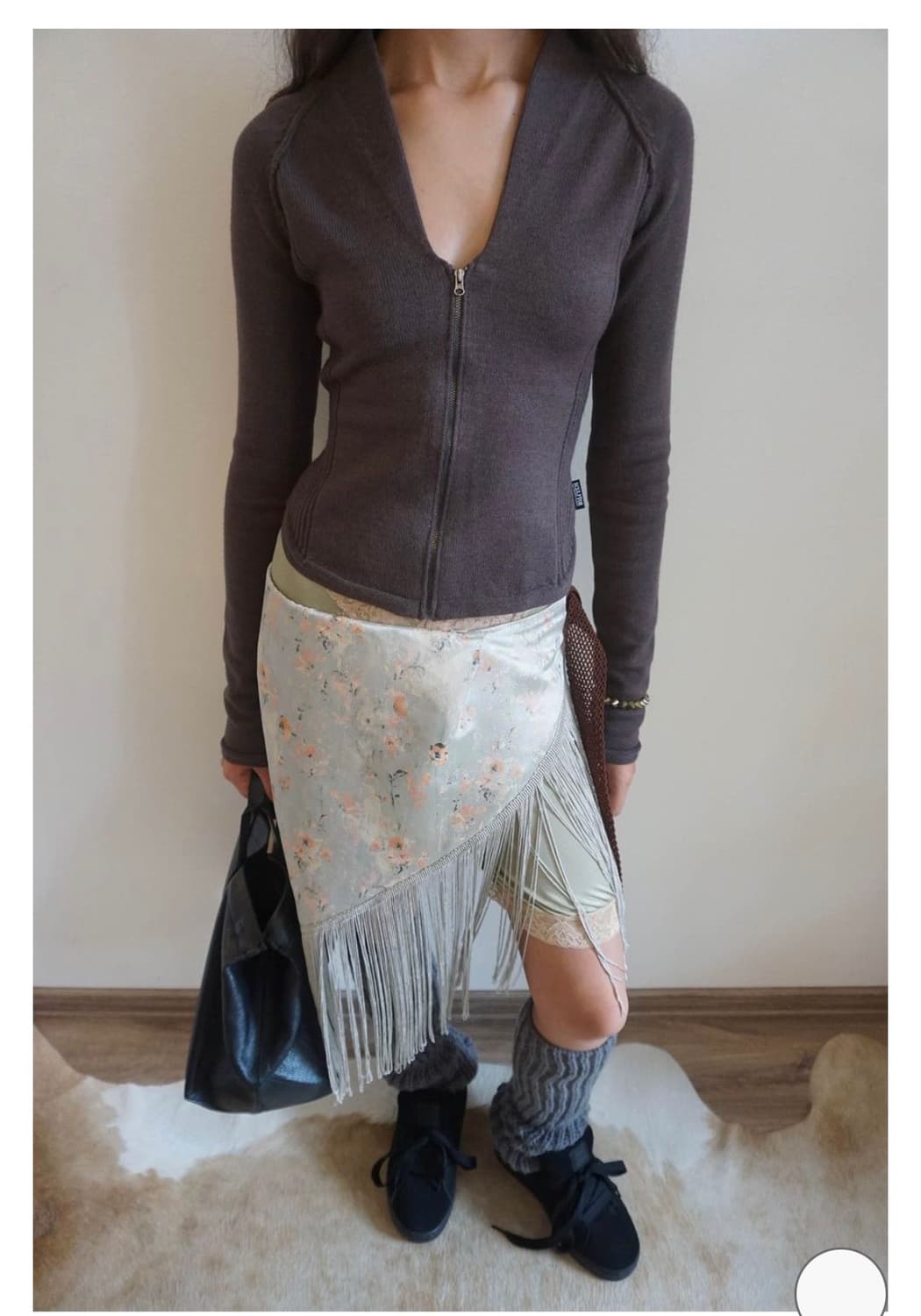 스컬프터 Open Collar Knit Zip-Up Mocha 상품이미지1