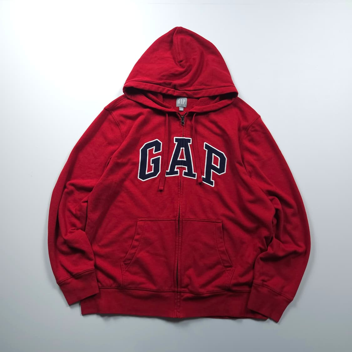 갭 빅로고 박시핏 미니멀 스웻 후드 집업 레드 (XL) 상품이미지1