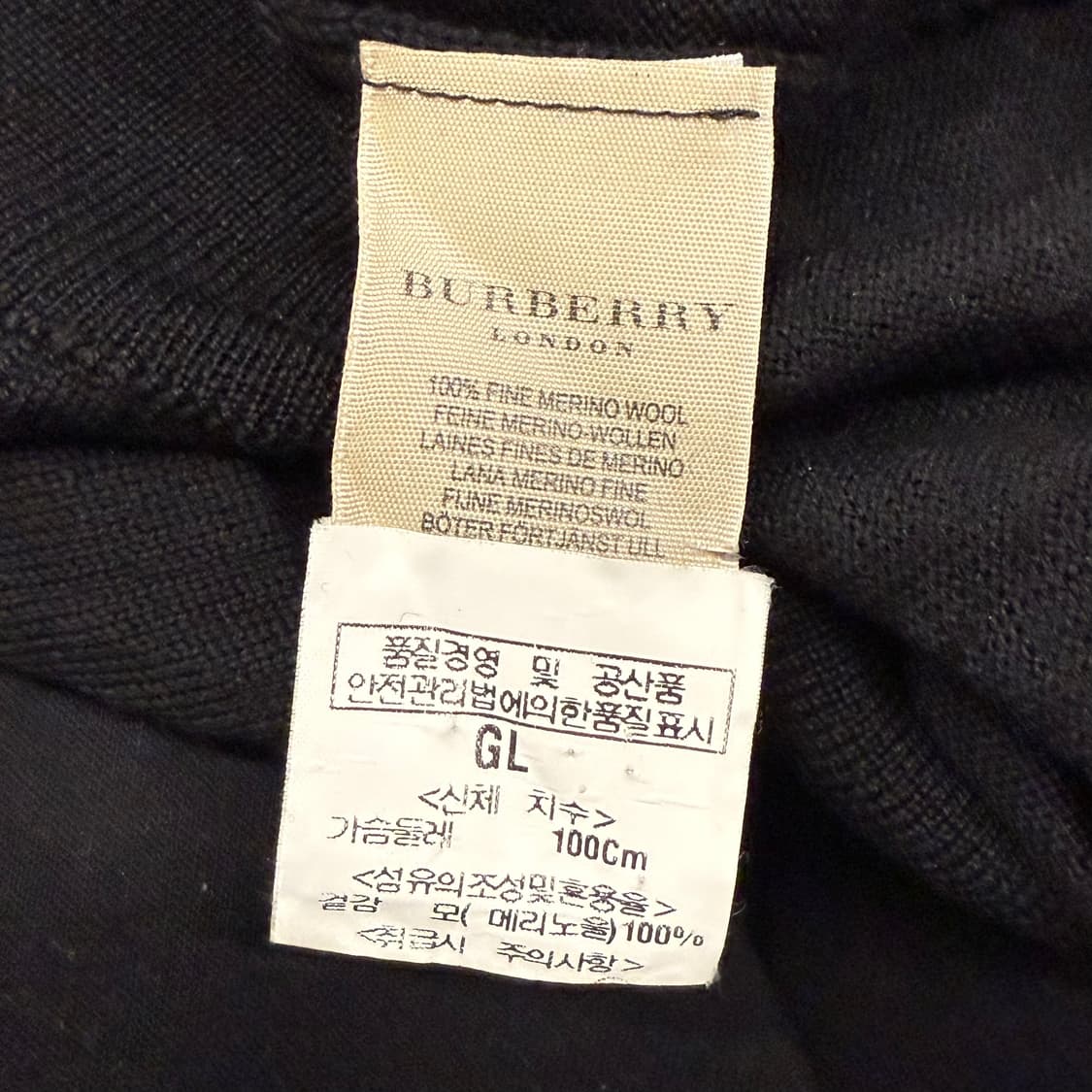 [정품/L] 버버리 블랙 V넥 긴팔 니트 b19 상품이미지6