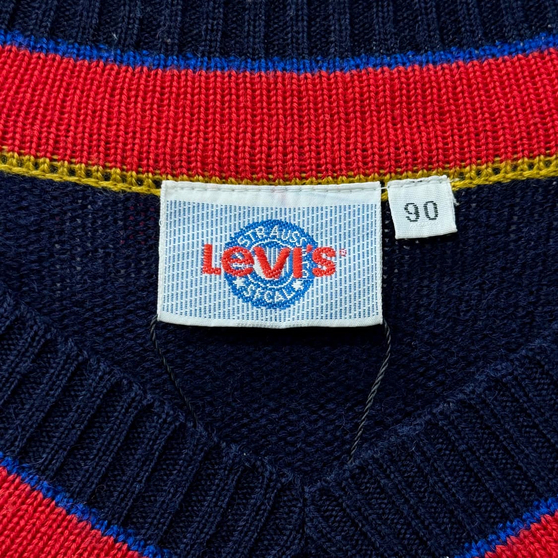 90s 리바이스 금장 로고 화이트 탭 프레피 크리켓 니트 클래식 N40 상품이미지7