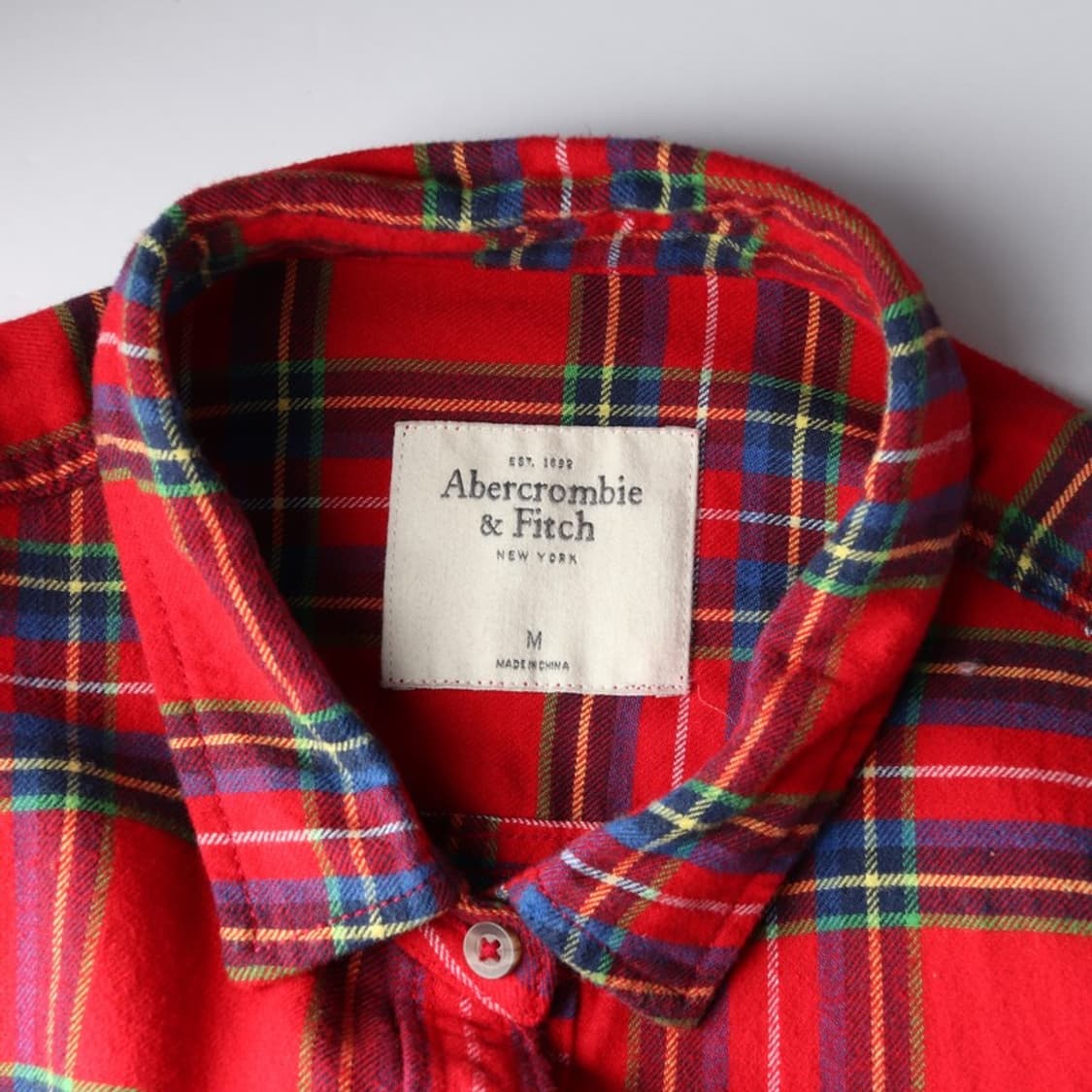 아베크롬비 앤 피치 레드 타탄체크 플란넬 투포켓 셔츠 M 상품이미지5