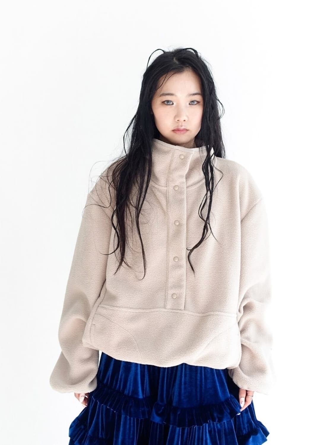 샵페어리 플리스 아노락 풀오버 베이지 상품이미지1