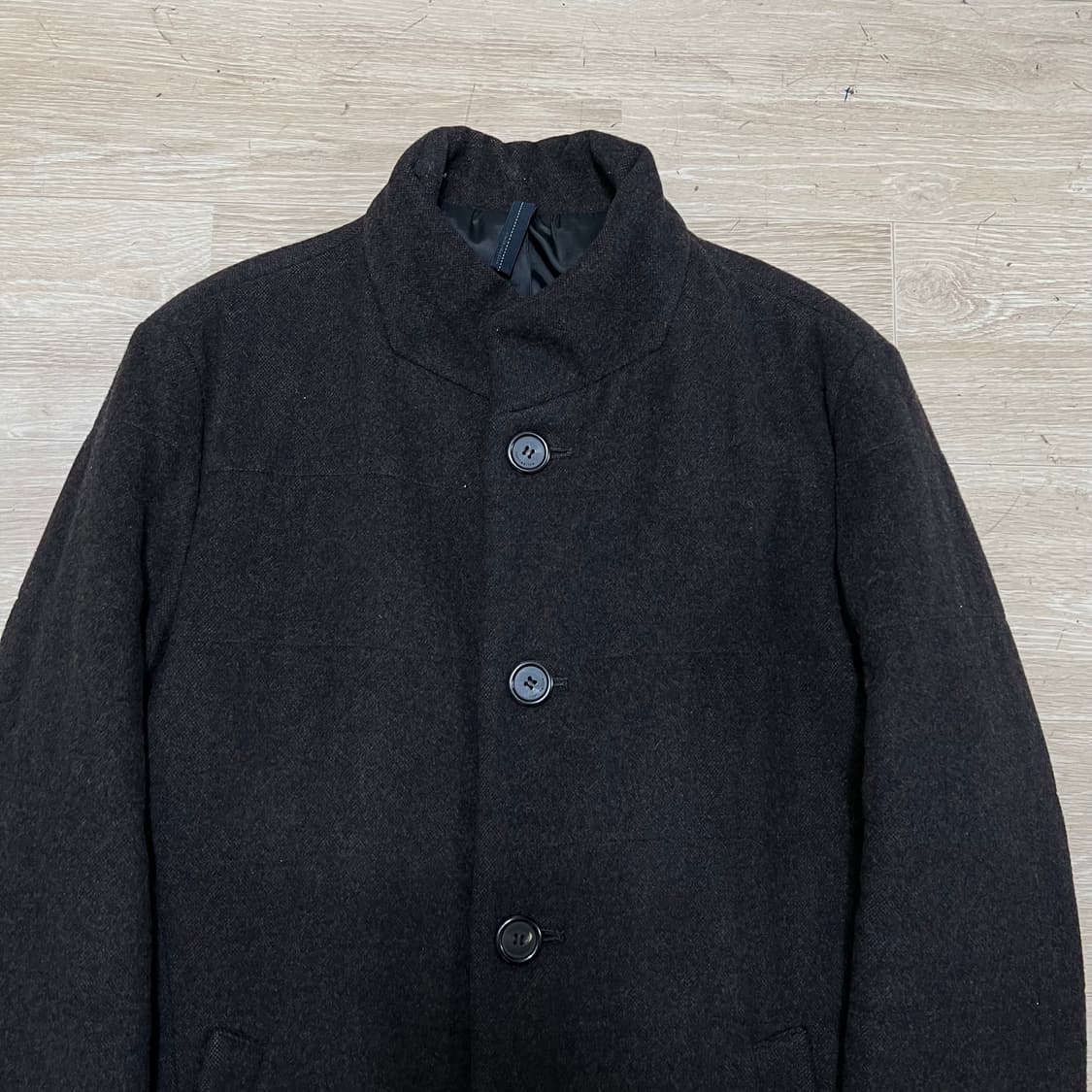 커스텀멜로우 스탠드넥 울 싱글 코트패딩 점퍼 [다크브라운] M/95 상품이미지2