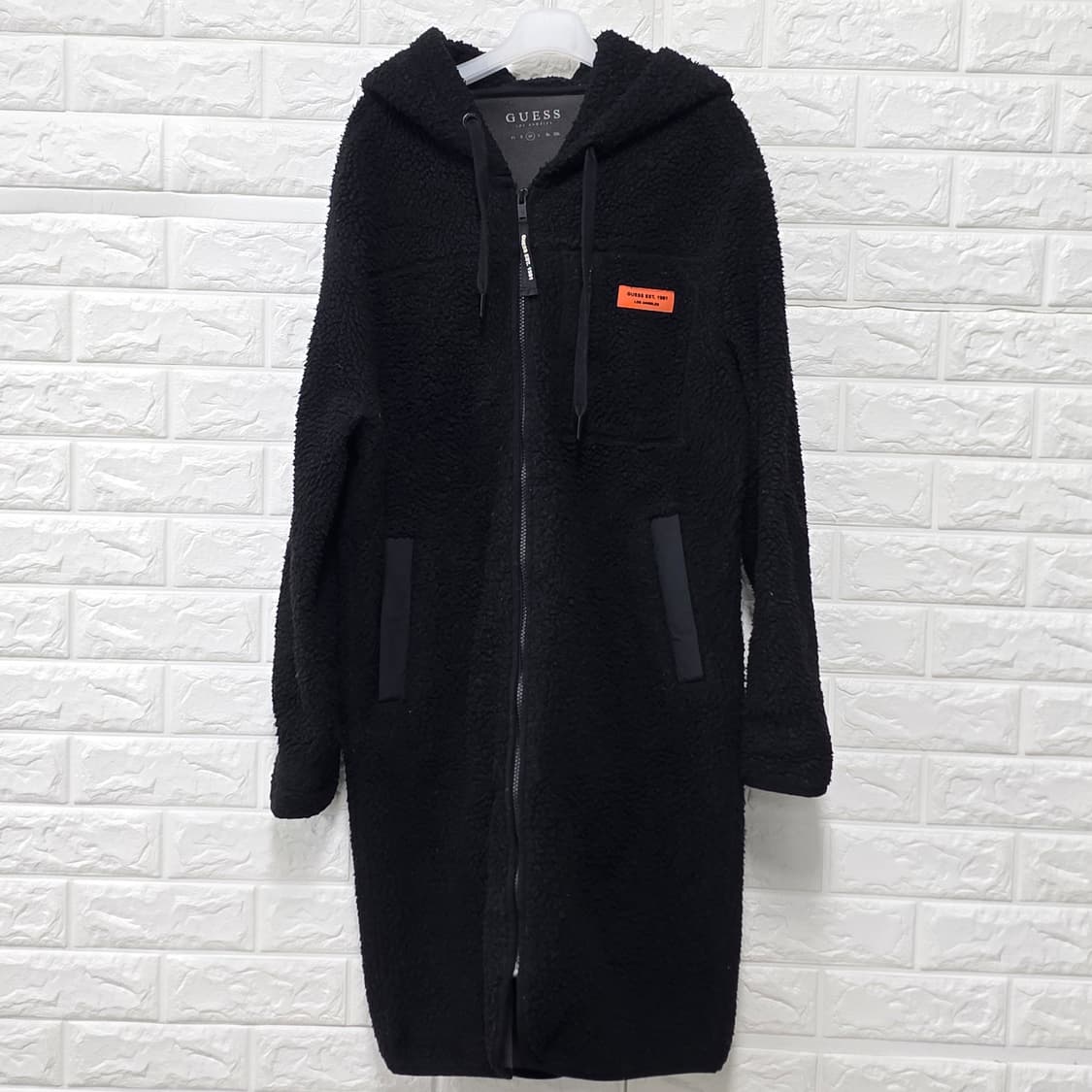 택포) 게스 뽀글이 롱 후드 후리스 M 상품이미지1