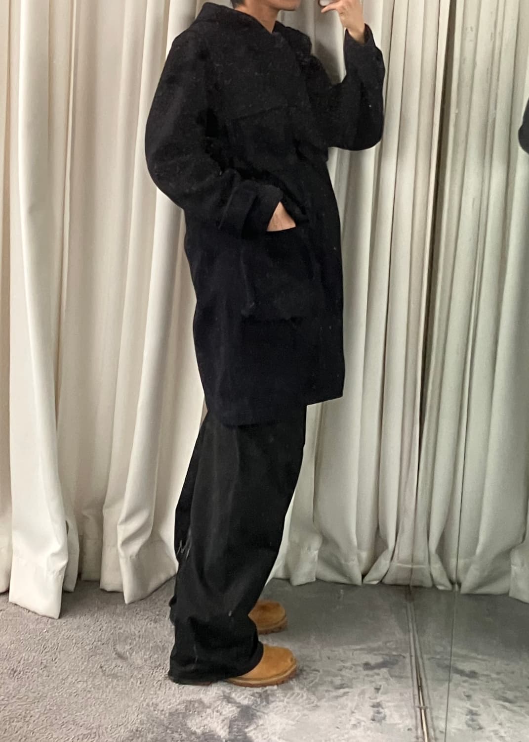 JPN VTG 빈티지 네이비 울 후드 코트 L 상품이미지7